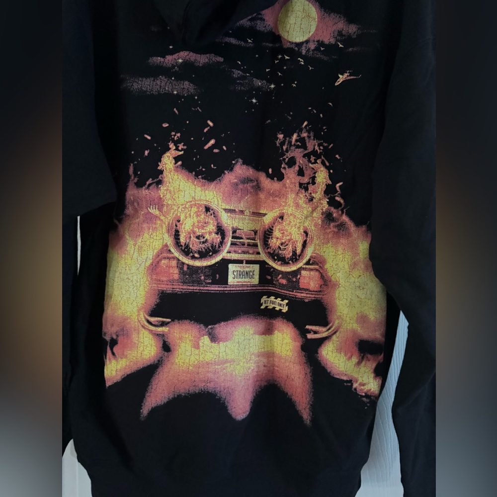 STRANGE Jet Engine Car Hoodie size L - Picture 2 of 10